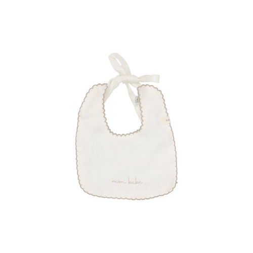 Lilette Edged Muslin Bib - White/Oat