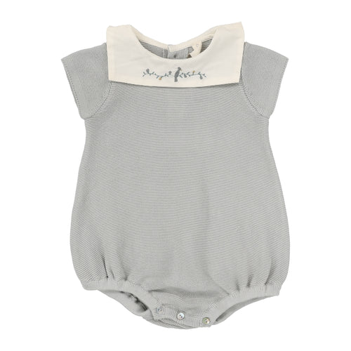 Lilette Knit Collar Romper - Soft Blue