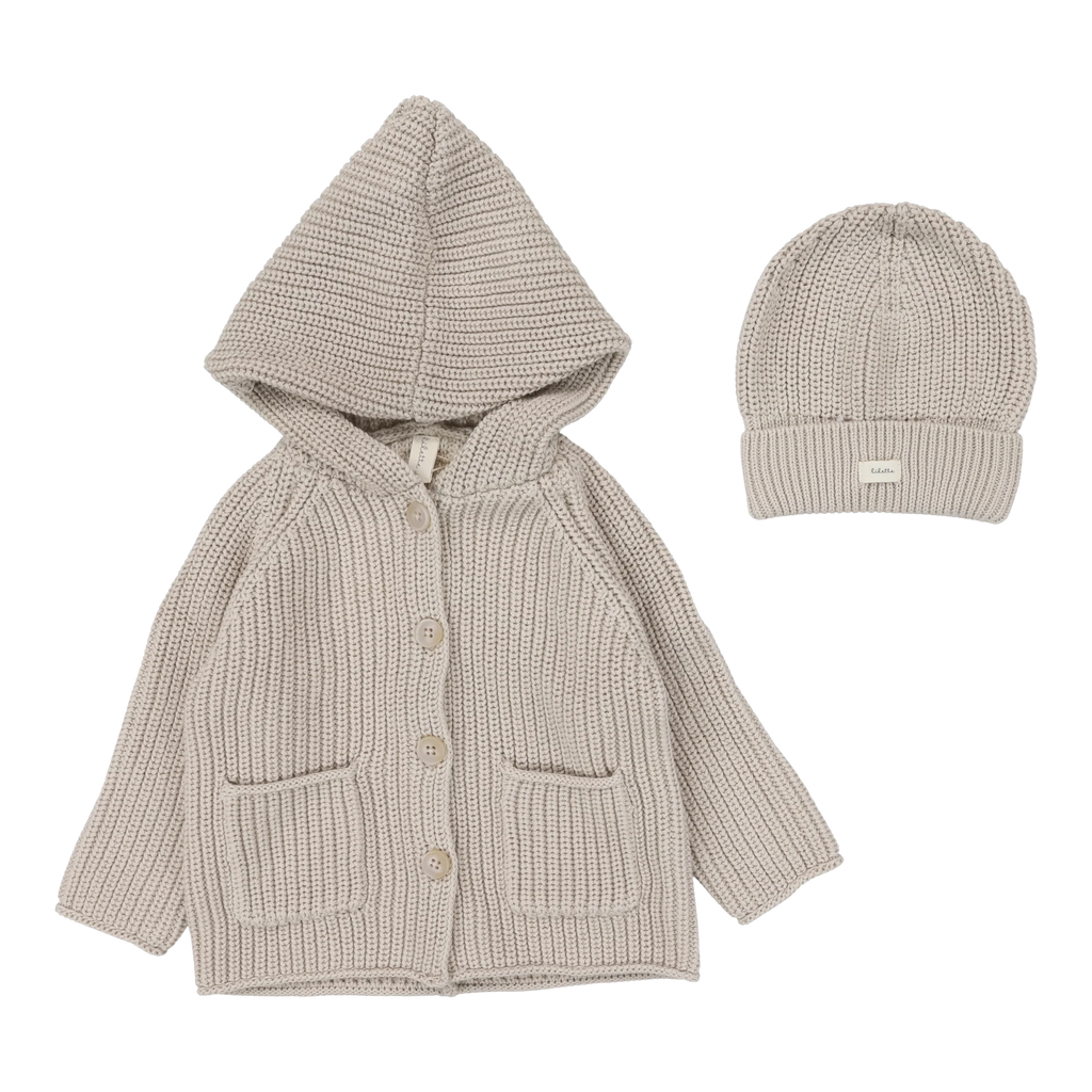 Lilette Classic Chunky Cardigan Set - Natural/Taupe