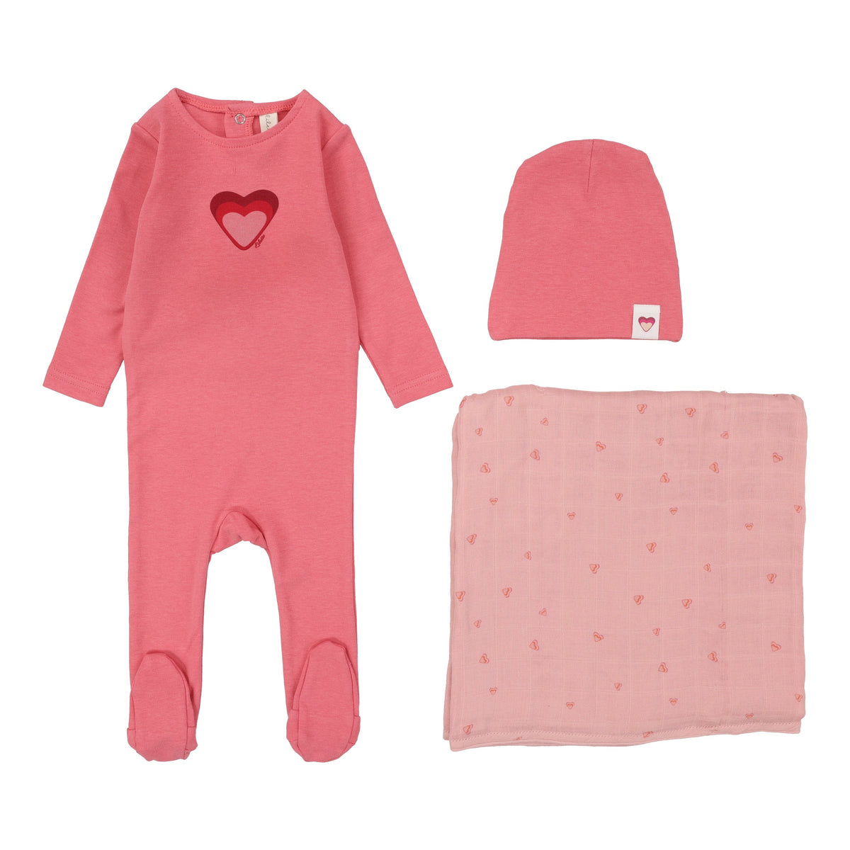 Lilette Linear Printed Layette Set - Cream/Red Dot