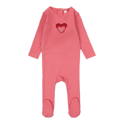 Lilette Big Graphic Heart Footie - Bright Pink