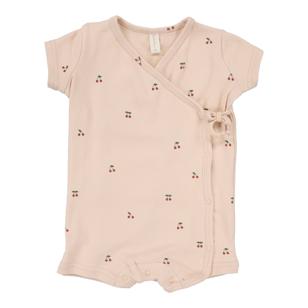 Lilette Scattered Cherry Romper - Pale Peach Base