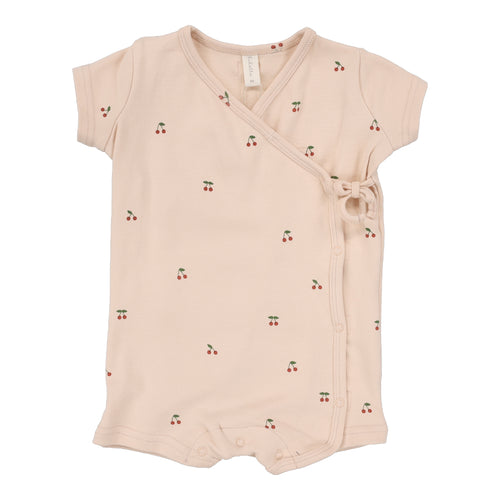 Lilette Scattered Cherry Romper - Pale Peach Base