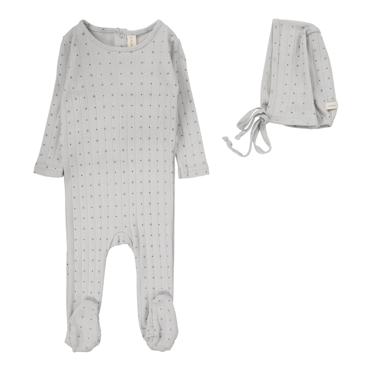 Lilette Grid Footie - Cream/Blue main image 0