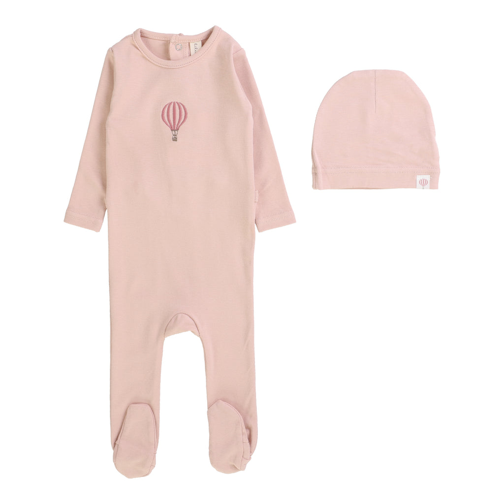 Lilette Single Hot Air Balloon Footie & Beanie - Peach