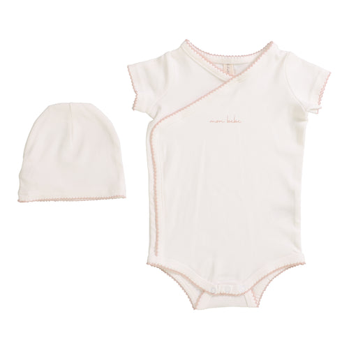 Lilette Scalloped Edge Onesie Set - Winter White/Blush