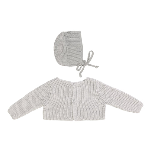 Lilette Chunky Knit Shrug and Bonnet - Light Blue