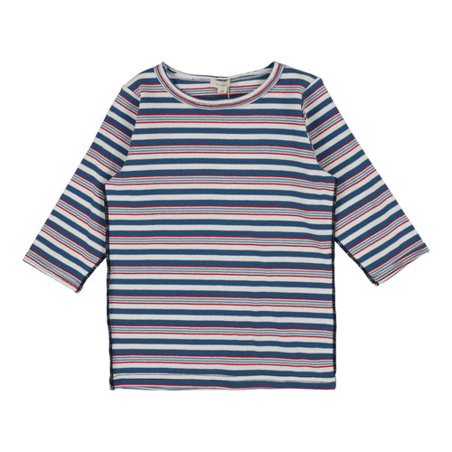 Lil Legs Basic Girl Tee 3/4 Sleeve - Multistripe