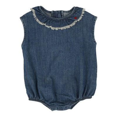 Lil Legs - Girls Fringe Romper - Dark Wash