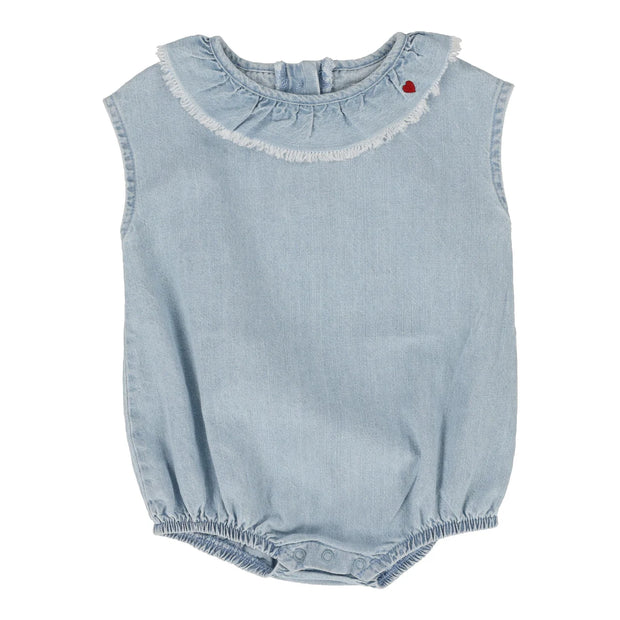Lil Legs - Girls Fringe Romper - Light Wash
