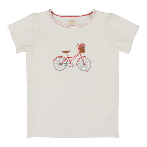 Lil Legs Bike Girls Short Sleeve Tee - White