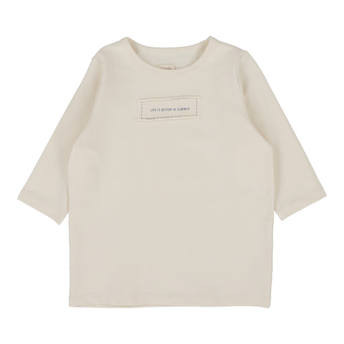 Lil Legs Girl Patch Tee Three Quarter Sleeve - Natural