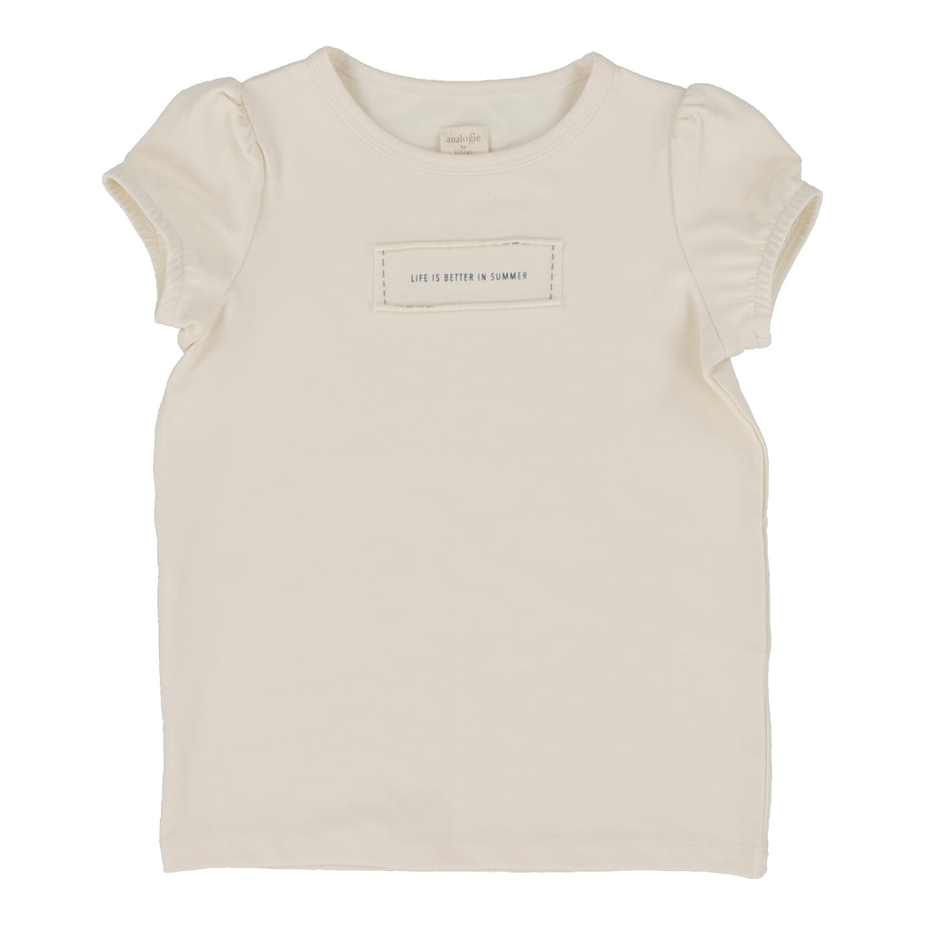Lil Legs Girl Patch Tee Short Sleeve - Natural
