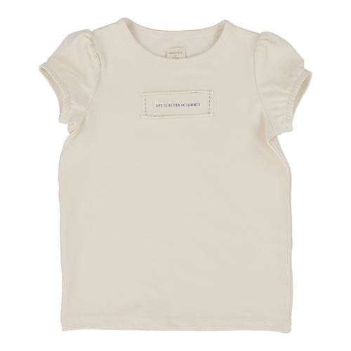 Lil Legs Girl Patch Tee Short Sleeve - Natural