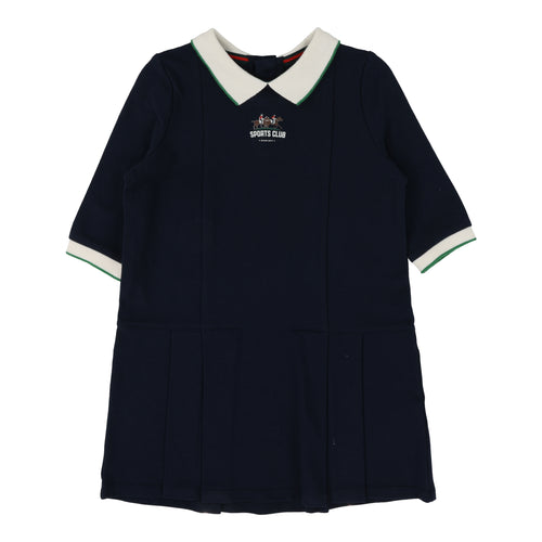 Lil Legs Pique Dress Long Sleeve - Navy