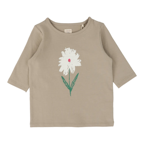 Lil Legs Flower Tee Long Sleeve - Taupe