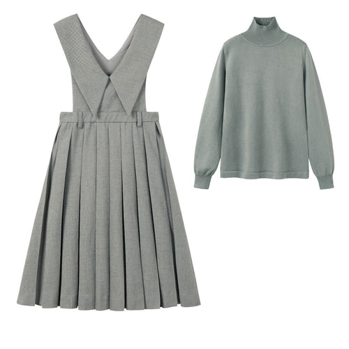 NouNelle Teen Sage Pleated Collar Jumper And Knit Turtleneck