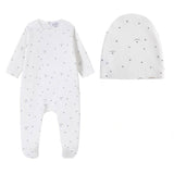 Oubon Logo And Star Print Footie And Hat - Blue
