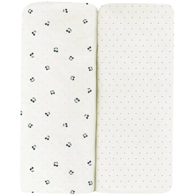 Ely's & Co 2 Pack Jersey Crib Sheet - Cherry Print Sheets - Blue Cherry