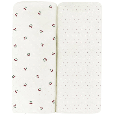 Ely's & Co 2 Pack Jersey Crib Sheet - Cherry Print Sheets - Red Cherry