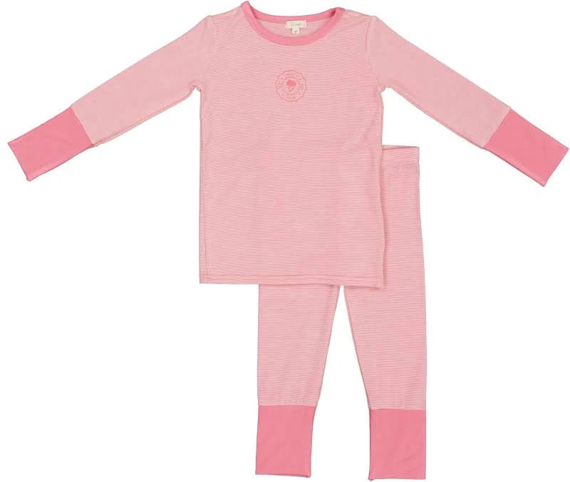 Lil Legs Striped Lounge Set - Fresh Pink Stripe