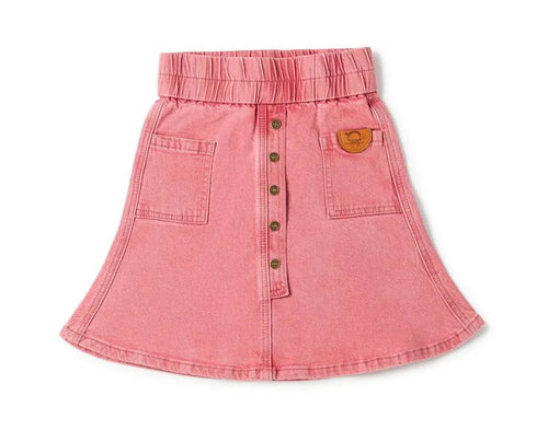 Birnham On The Sea Denim Skirt - Red Denim