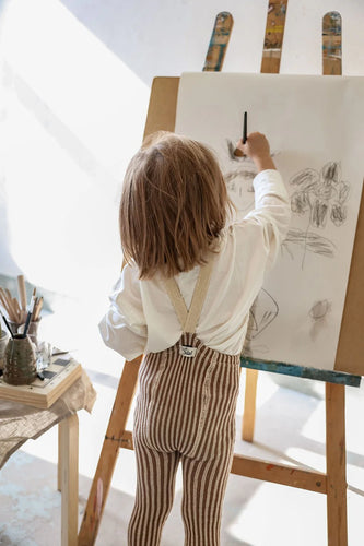 Silly Silas Footless Special Edition Cotton Tights - Granola X Cream Striped