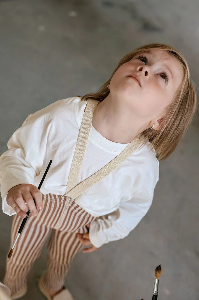 Silly Silas Footless Special Edition Cotton Tights - Granola X Cream Striped