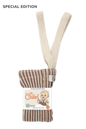 Silly Silas Footless Special Edition Cotton Tights - Granola X Cream Striped