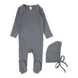 Lilette Speckled Footie & Beanie Set - Slate