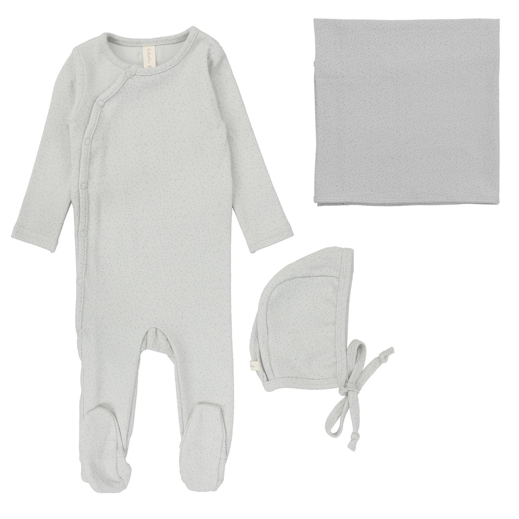 Lilette Speckled 3PC Layette Set - Light Blue