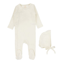 Load image into Gallery viewer, Lilette Speckled Footie &amp; Beanie Set - Vanilla/Slate