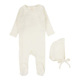 Lilette Speckled Footie & Beanie Set - Vanilla/Slate