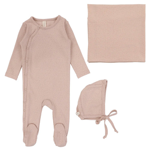 Lilette Speckled 3PC Layette Set - Light Pink
