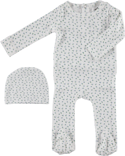 Bonjoy Pointelle Stretchie & Beanie - Navy (RUNS SMALL)