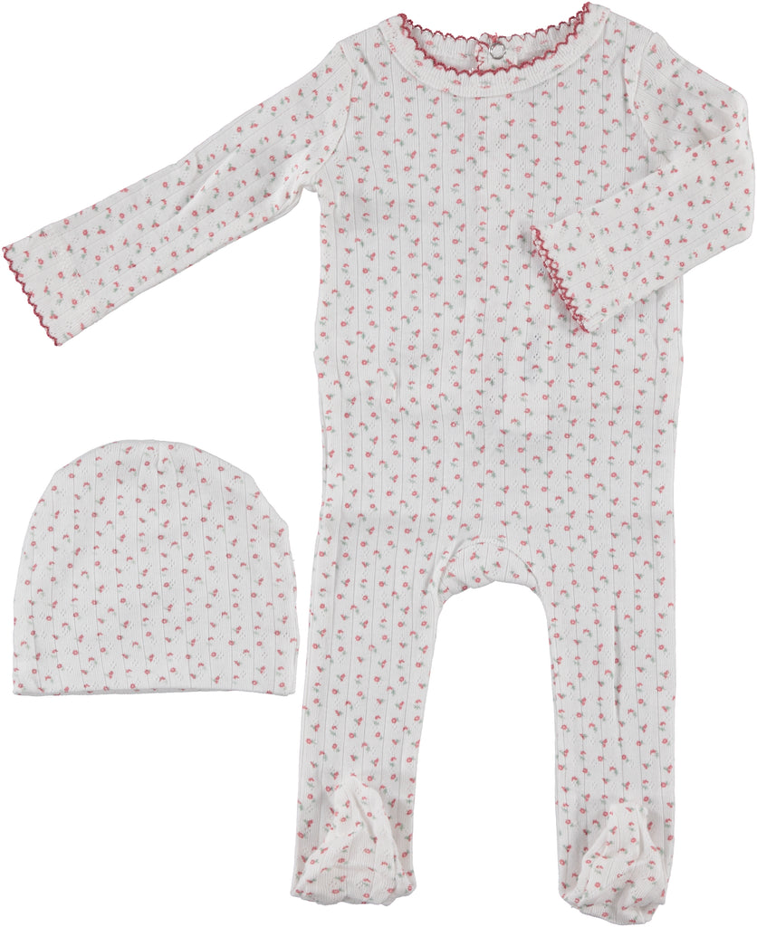 Bonjoy Pointelle Stretchie & Beanie - Pink (RUNS SMALL)