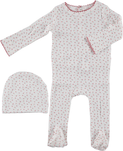 Bonjoy Pointelle Stretchie & Beanie - Pink (RUNS SMALL)