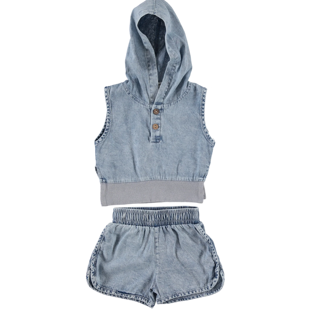 Bonjoy Light Denim Hooded Tank Set