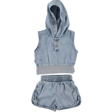 Load image into Gallery viewer, Bonjoy Light Denim Hooded Tank Set