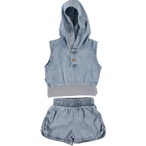 Bonjoy Light Denim Hooded Tank Set