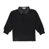 Little Parni Boys Denim Collar Polo (K700) - Black