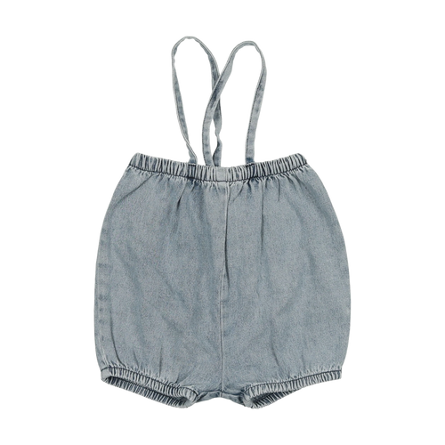 Lil Legs Denim Suspender Shorts - Stonewash