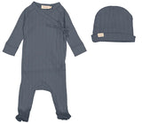Marmar Pointelle Rib Stretchie + Hat - Stormy Blue