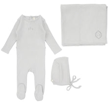 Load image into Gallery viewer, Lilette Striped Pointelle 3PC Layette Set - Powder Blue