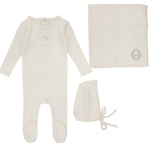 Load image into Gallery viewer, Lilette Striped Pointelle 3PC Layette Set - Cream/Floral