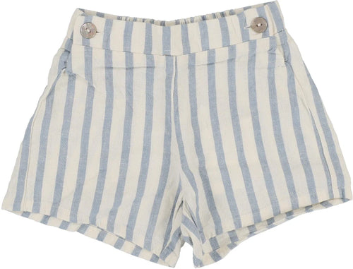 Lil Legs Linen Stripe Pull On Shorts - Blue