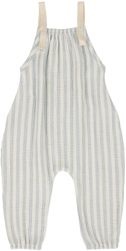 Lil Legs Long Bubble Romper - Blue Stripe