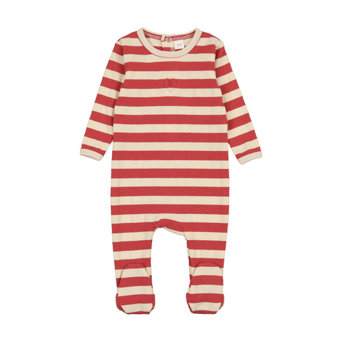 Bonjoy Pajamas Striped Footie - Brick