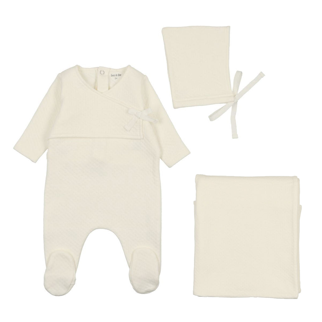 Bee & Dee Textured Pointelle Layette Set - Ivory