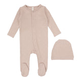 Lilette Tiny Heart Footie & Beanie Set - Pink